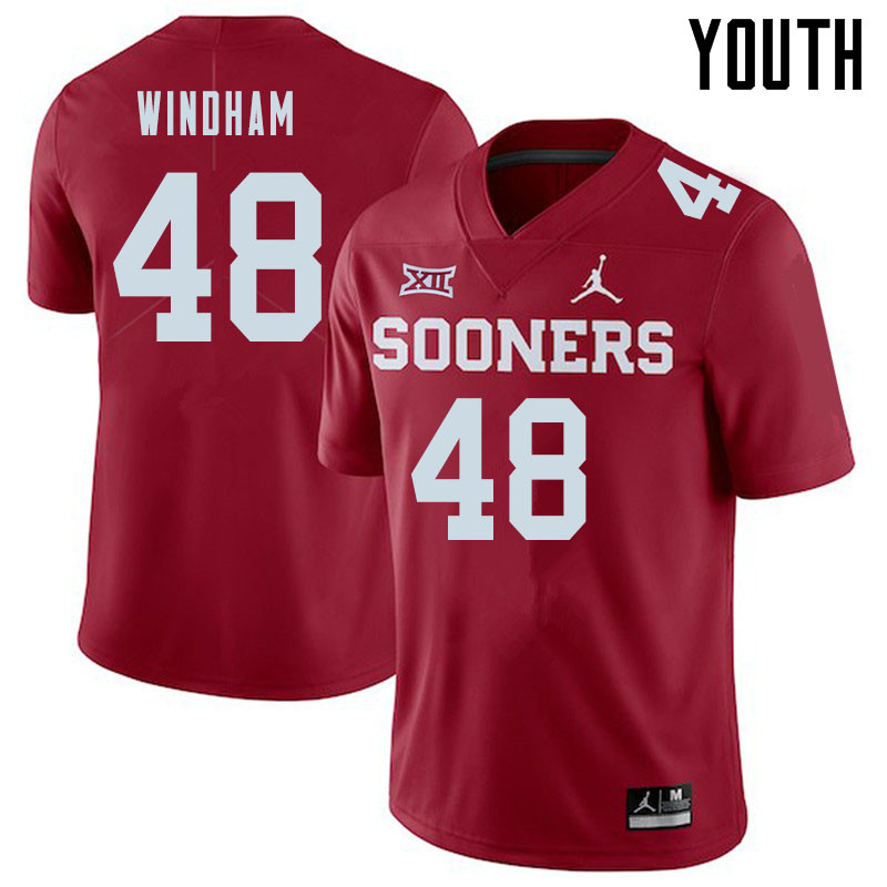 Jordan Brand Youth #48 Eric Windham Oklahoma Sooners College Football Jerseys Sale-Crimson